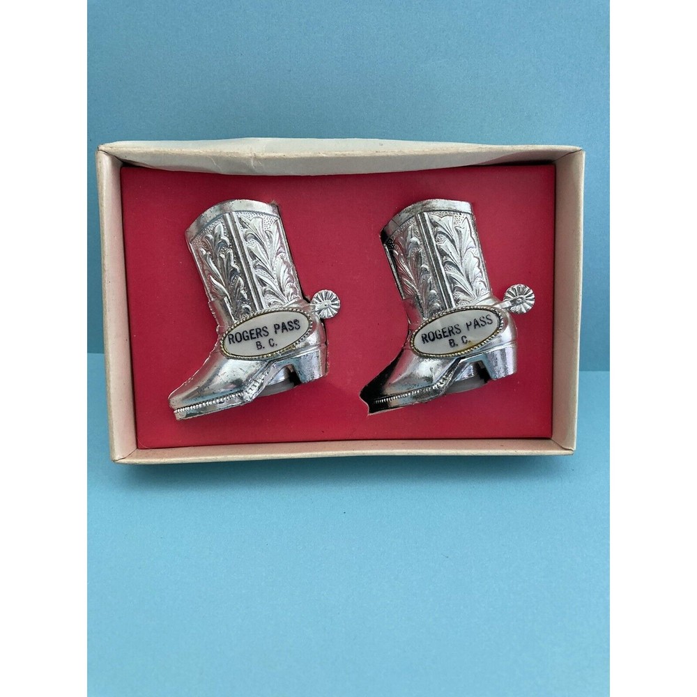 NOS Vintage Western Cowboy boots Souvenir Salt and Pepper shakers Canadian
